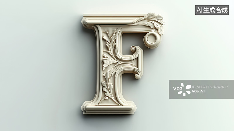 【AI数字艺术】装饰字母F的立体艺术设计图片素材