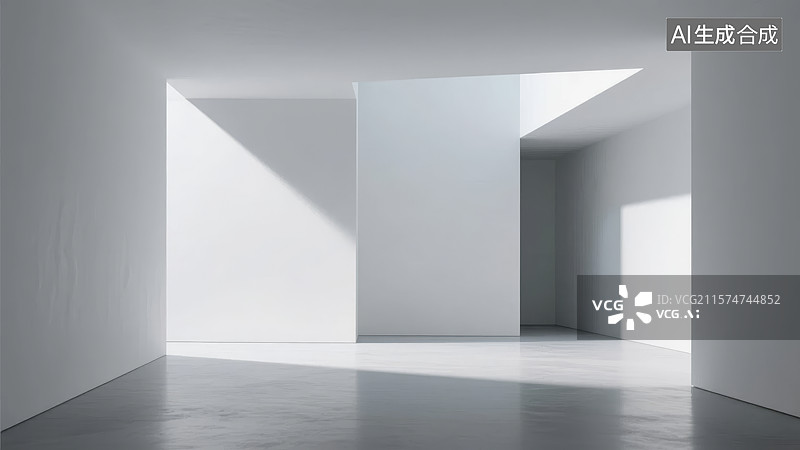 【AI数字艺术】光影交错的现代室内空间图片素材