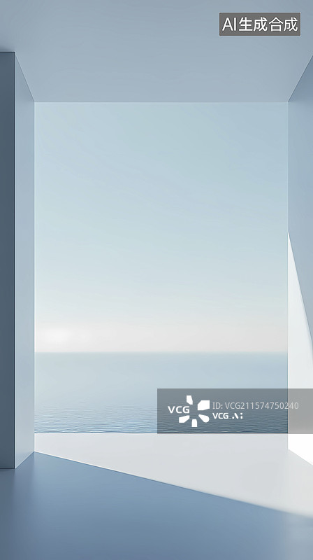 【AI数字艺术】数码科技蓝灰色立体几何建筑插画海报背景图片素材