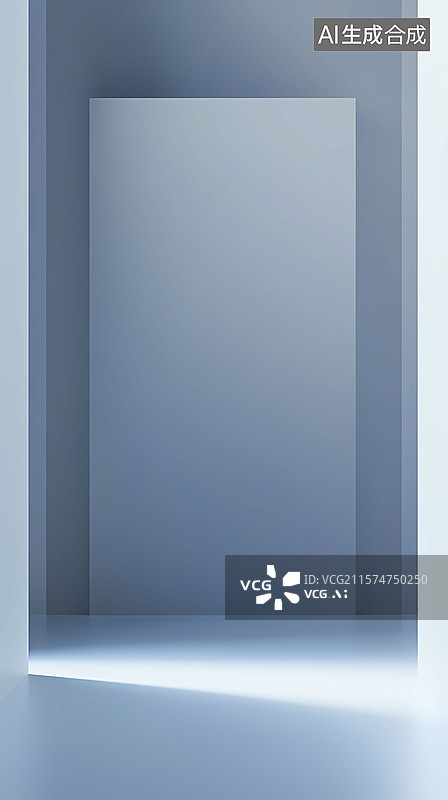 【AI数字艺术】数码科技蓝灰色立体几何建筑插画海报背景图片素材