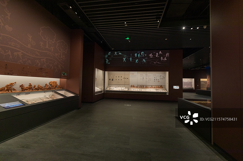 郑州市，大河村遗址博物馆展厅，新石器时代仰韶文化图片素材