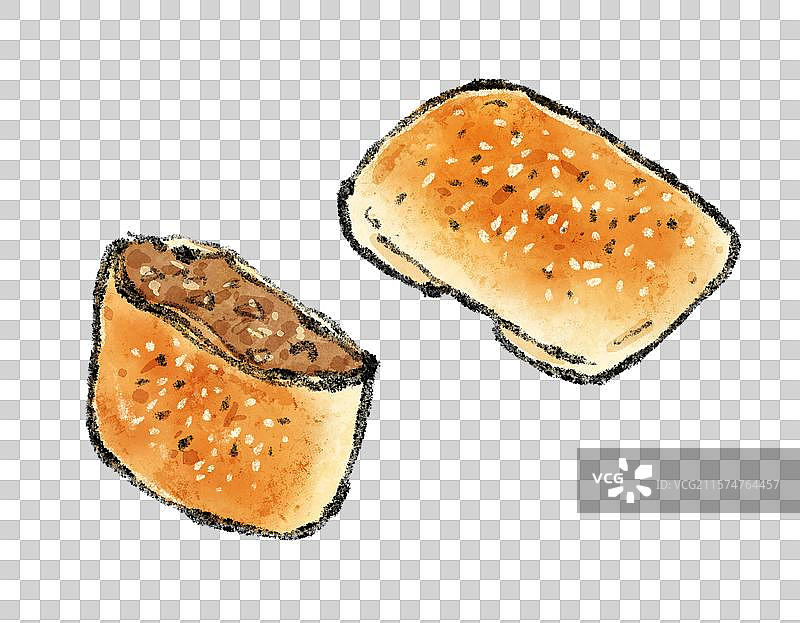 新疆美食国风插画-烤包子图片素材