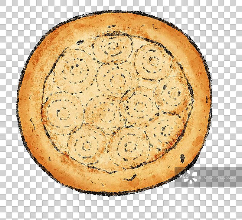 新疆美食国风插画-烤馕图片素材