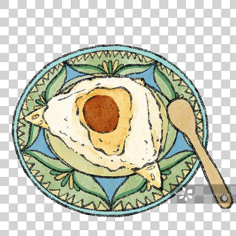 新疆美食国风插画-酸奶粽子图片素材