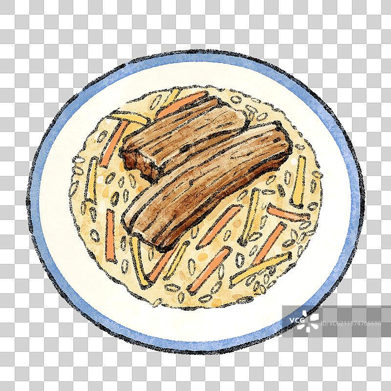 新疆美食国风插画-抓饭图片素材