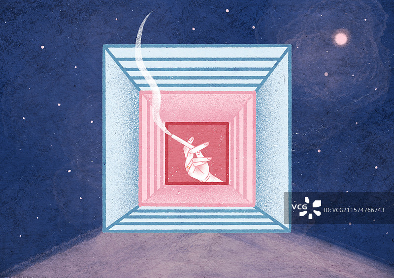 夜愁情绪插画图片素材