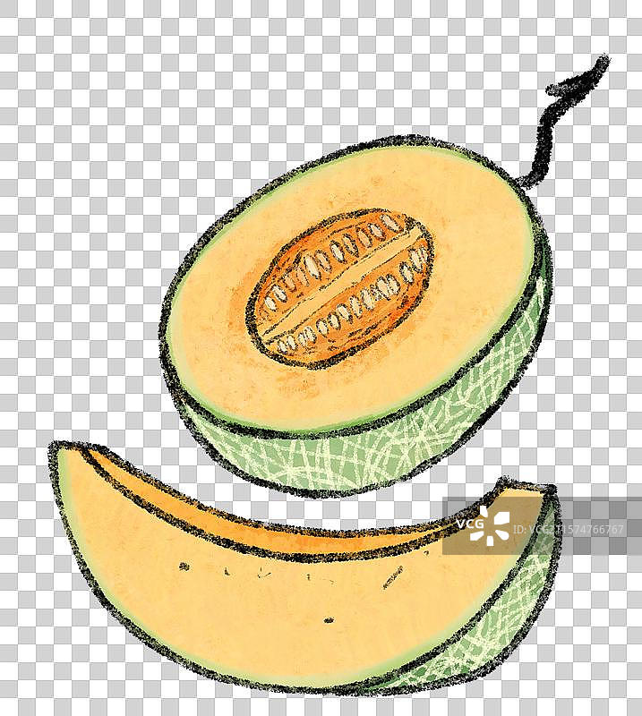 新疆美食国风插画-哈密瓜图片素材