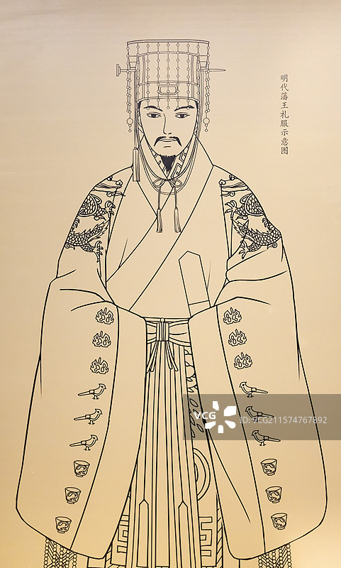 明代藩王礼服示意图 江西省博物馆图片素材