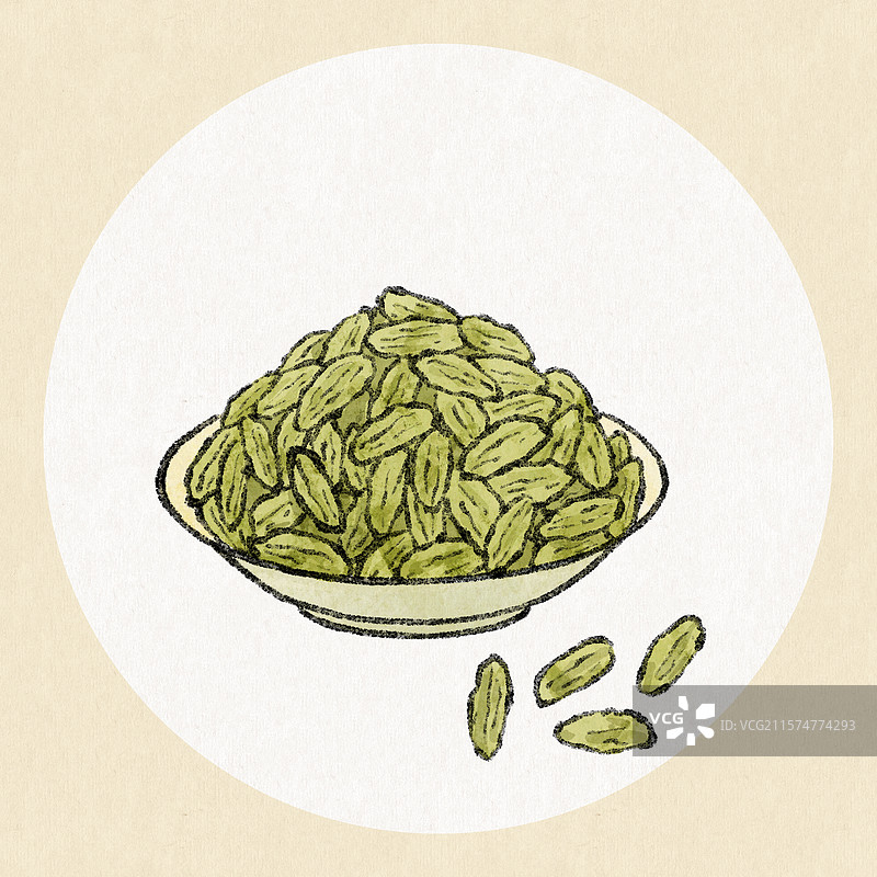 新疆美食国风插画-葡萄干图片素材