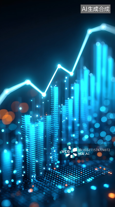 【AI数字艺术】数字增长趋势可视化图片素材