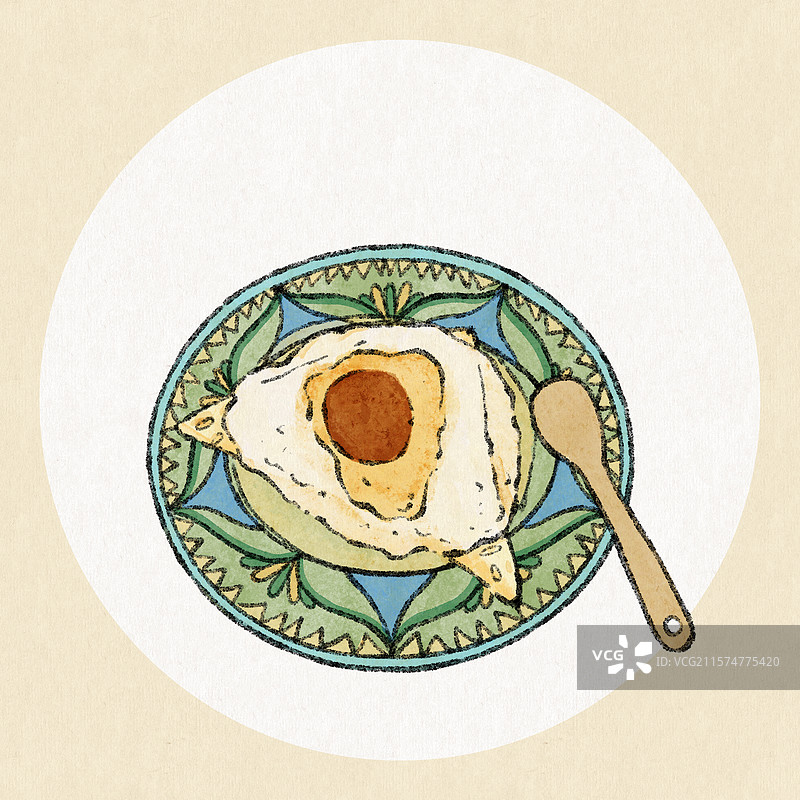 新疆美食国风插画-酸奶粽子图片素材