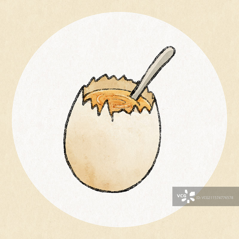 新疆美食国风插画-烤鸡蛋图片素材