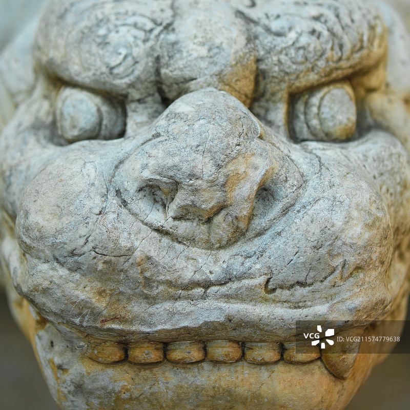 北京大觉寺中的石狮子特写图片素材