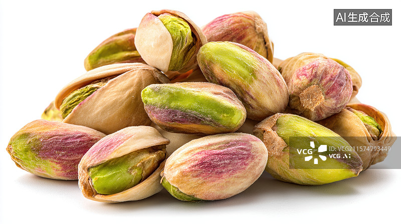 【AI数字艺术】新鲜开心果堆叠特写图片素材