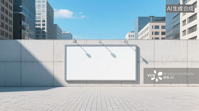 【AI数字艺术】城市街头空白广告牌图片素材