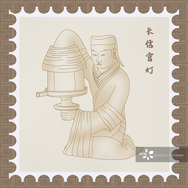 长信宫灯插画图片素材