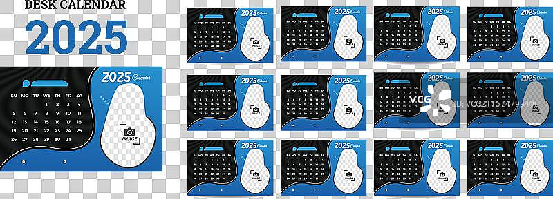 2025年日历，周日开始，企业设计图片素材