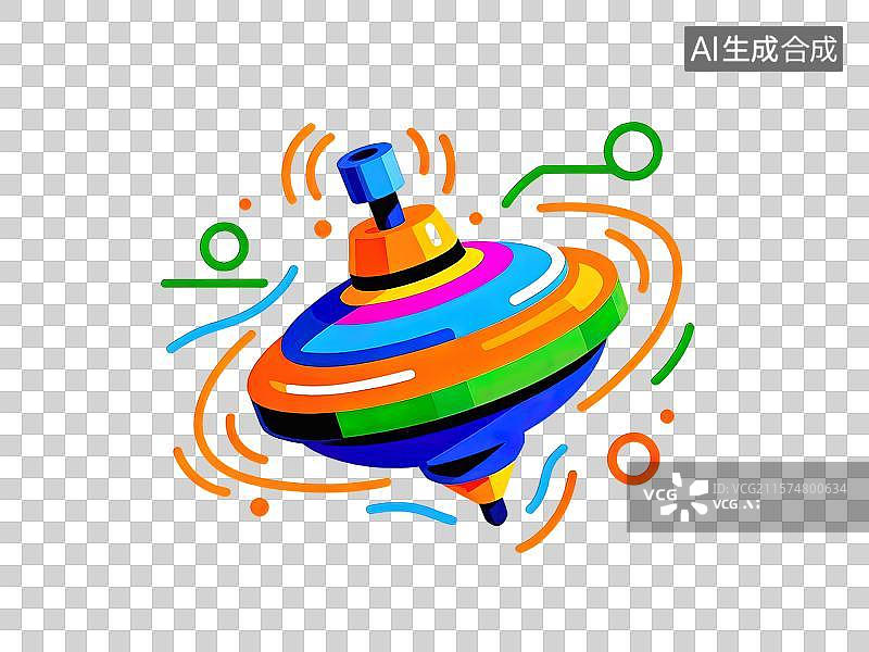 【AI数字艺术】极简主义风格卡通旋转陀螺插画图片素材