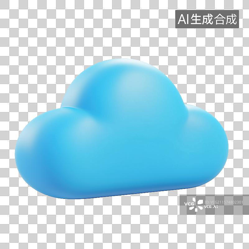 【AI数字艺术】3D三维蓝色云Cloud元素图片素材