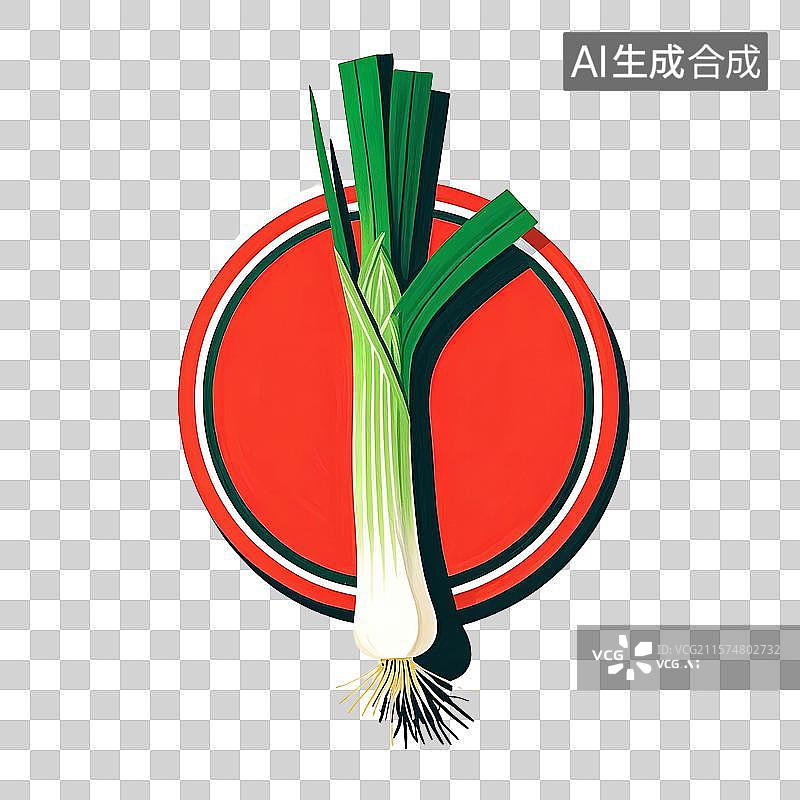 【AI数字艺术】极简主义风格卡通大葱插画图片素材