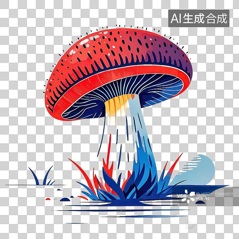 【AI数字艺术】极简主义风格卡通蘑菇插画图片素材