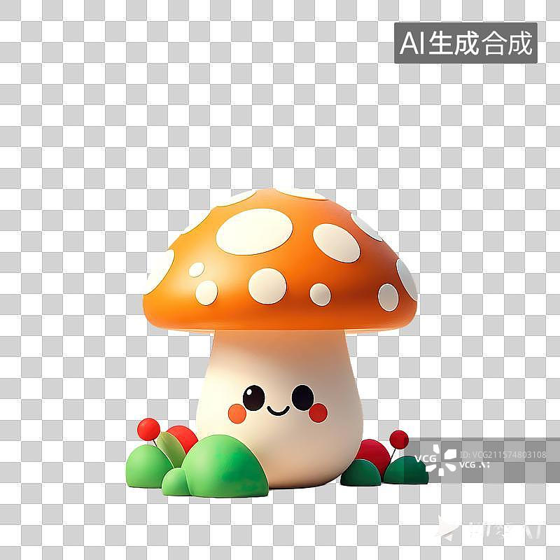 【AI数字艺术】极简主义风格卡通蘑菇插画图片素材