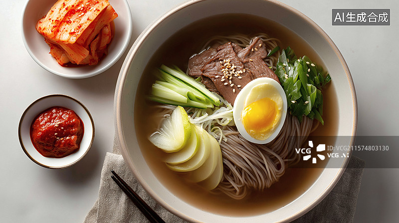 【AI数字艺术】韩式冷面美食盛宴图片素材