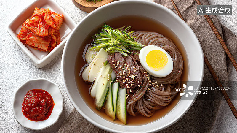 【AI数字艺术】韩式冷面美食盛宴图片素材