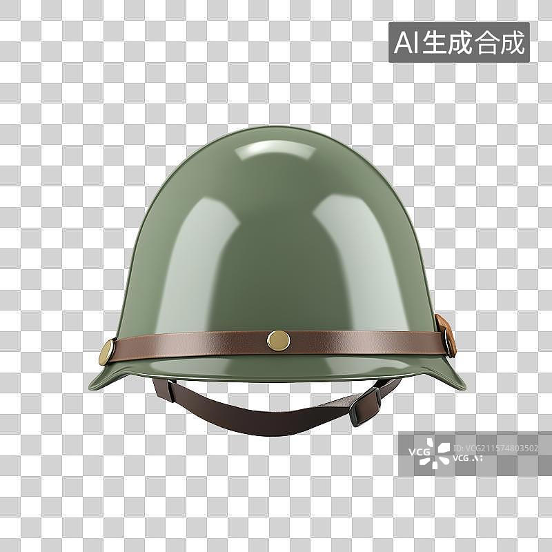 【AI数字艺术】3D三维军绿色军事保护士兵头盔图标图片素材