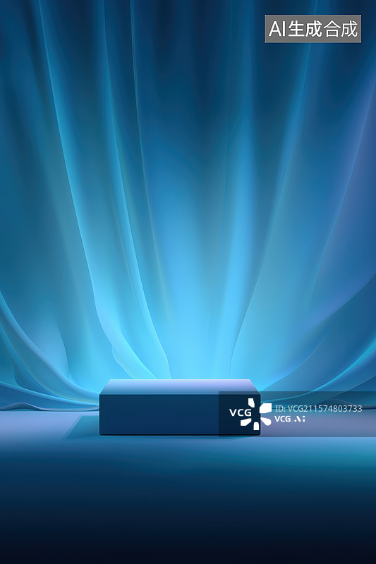 【AI数字艺术】蓝色光束中的立方体图片素材
