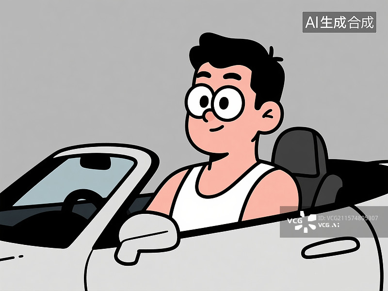 【AI数字艺术】正在驾驶敞篷汽车的年轻男士特写图片素材