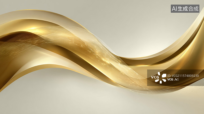 【AI数字艺术】金色优雅曲线图片素材