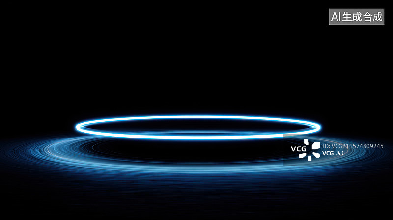 【AI数字艺术】蓝色光环图片素材