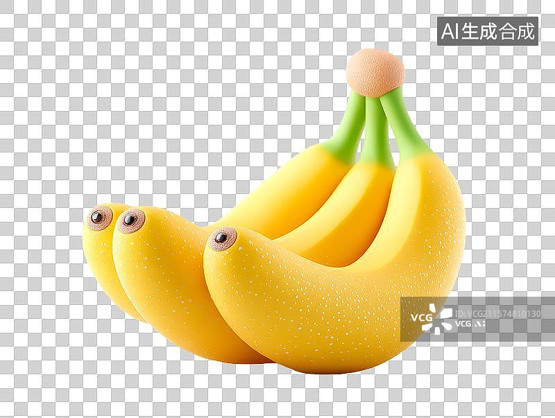 【AI数字艺术】【免抠png素材】一串3D卡通香蕉图片素材