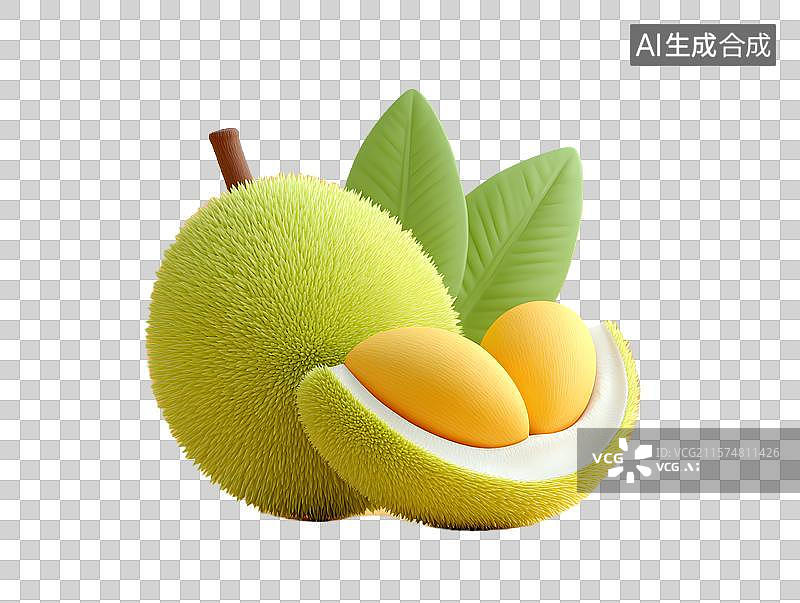 【AI数字艺术】【免抠png素材】一颗3D卡通榴莲图片素材