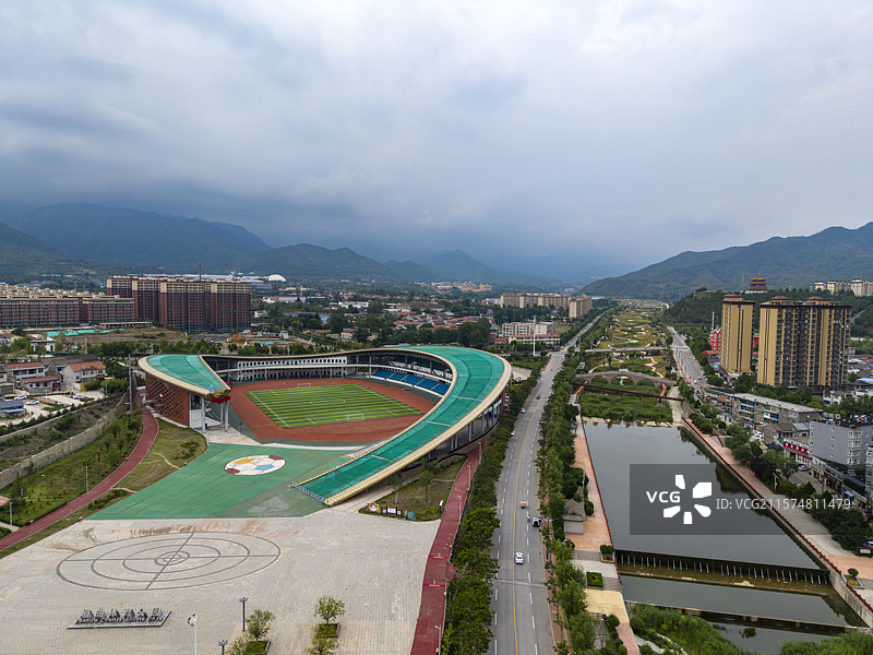 航拍山西运城市垣曲县体育公园图片素材
