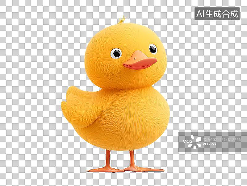 【AI数字艺术】【免抠png素材】一只可爱的3D卡通小黄鸭图片素材