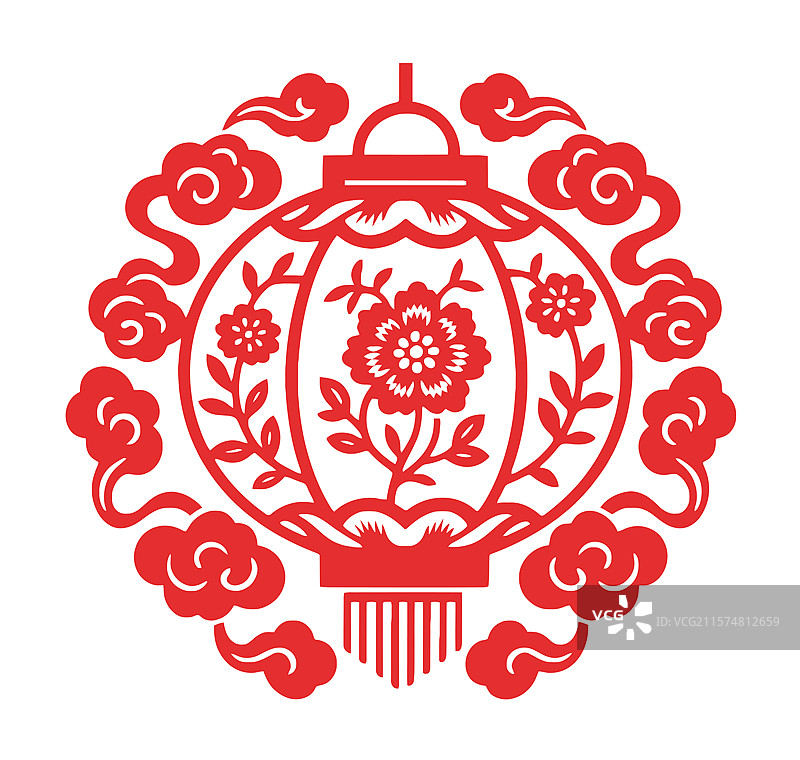 灯笼剪纸图片素材