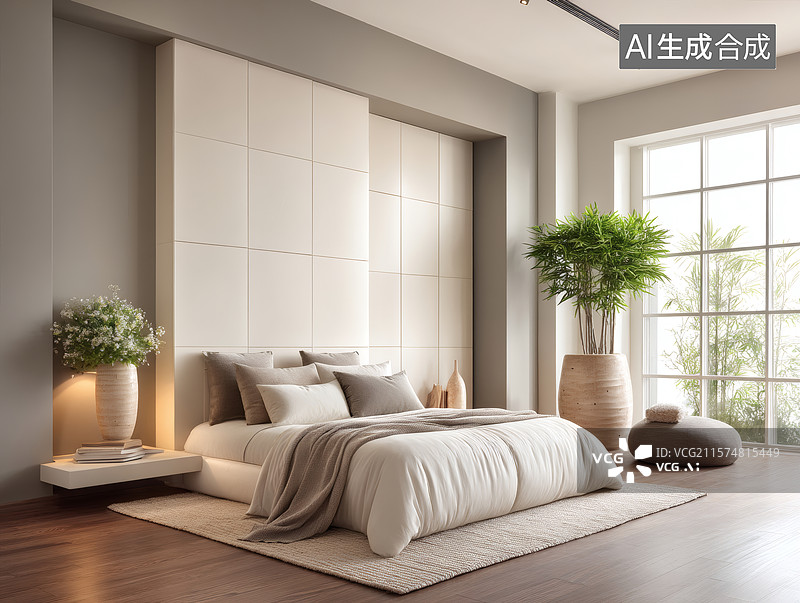 【AI数字艺术】现代简约卧室设计图片素材