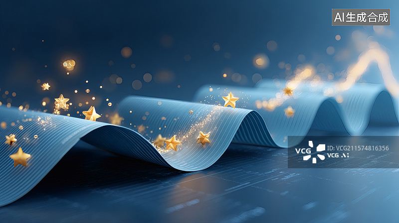 【AI数字艺术】星光闪耀的波浪图图片素材