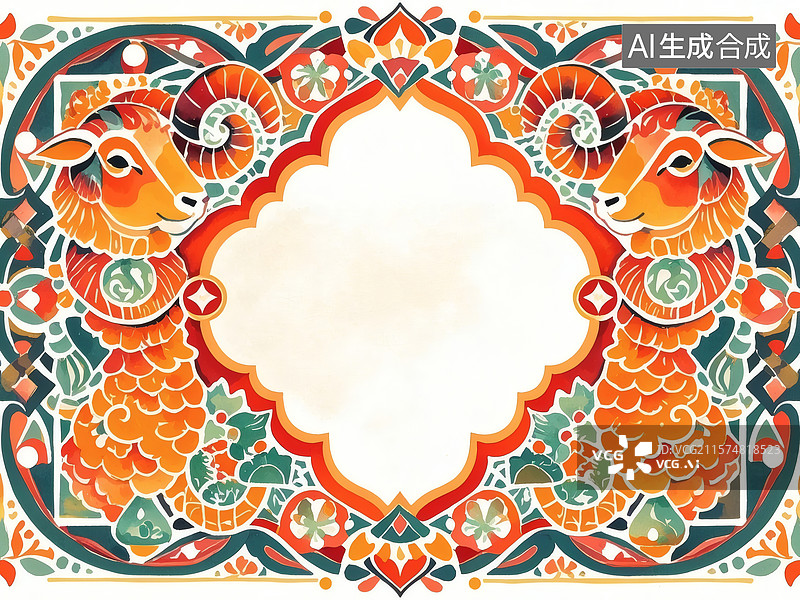 【AI数字艺术】彩色羊纹装饰图案图片素材