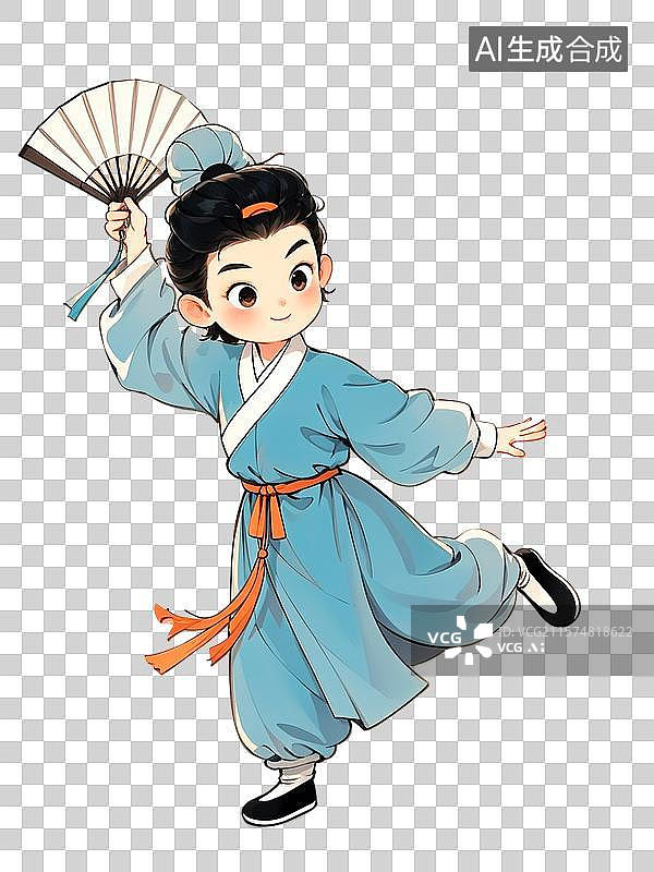 【AI数字艺术】卡通形式的中国古典舞蹈青年图片素材