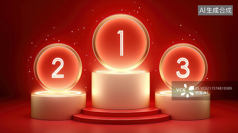 【AI数字艺术】数字奖台- 获奖者表彰图片素材
