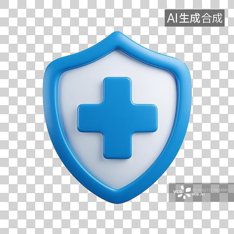 【AI数字艺术】蓝色盾牌医院图片素材