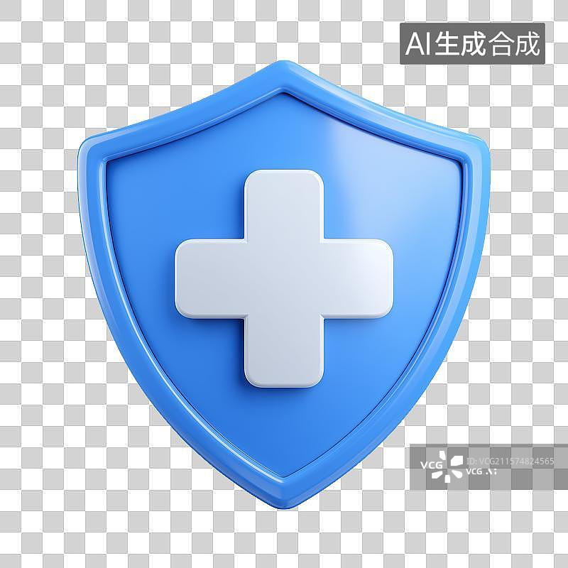 【AI数字艺术】蓝色盾牌医院图片素材