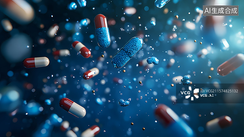 【AI数字艺术】微观世界的药物胶囊图片素材