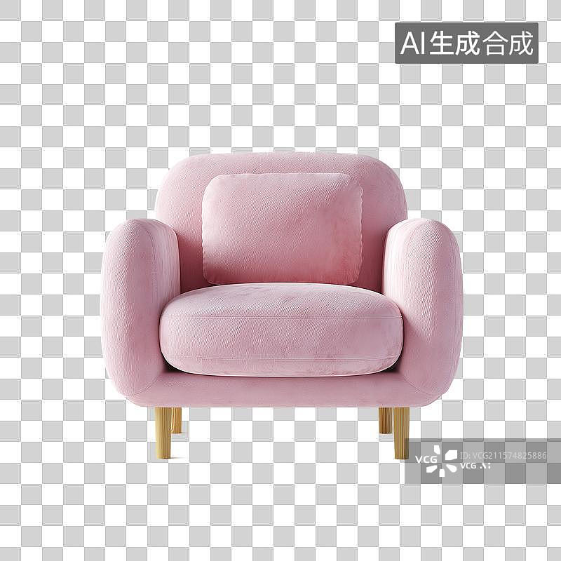 【AI数字艺术】粉色的可爱单人沙发图片素材