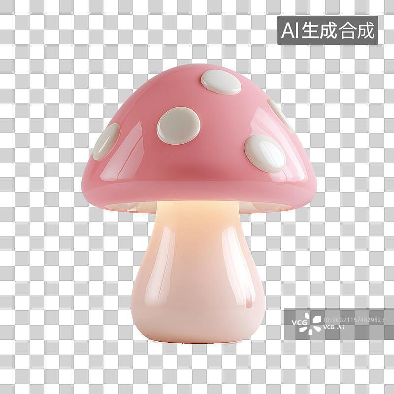 【AI数字艺术】粉色蘑菇小夜灯图片素材