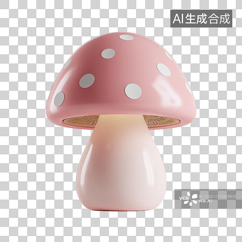 【AI数字艺术】粉色蘑菇小夜灯图片素材