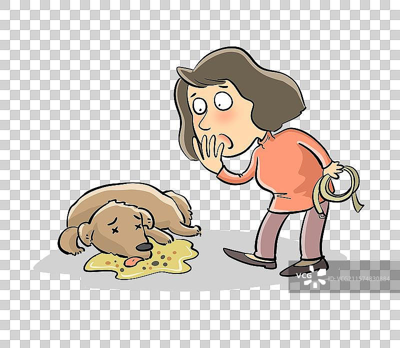 主人面对中毒死亡的狗图片素材